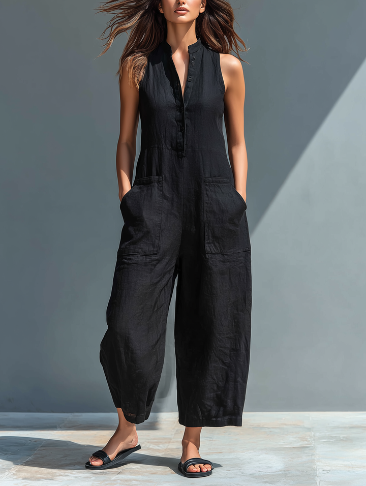 Seraphina | Women’s Sleeveless Linen-Blend Jumpsuit