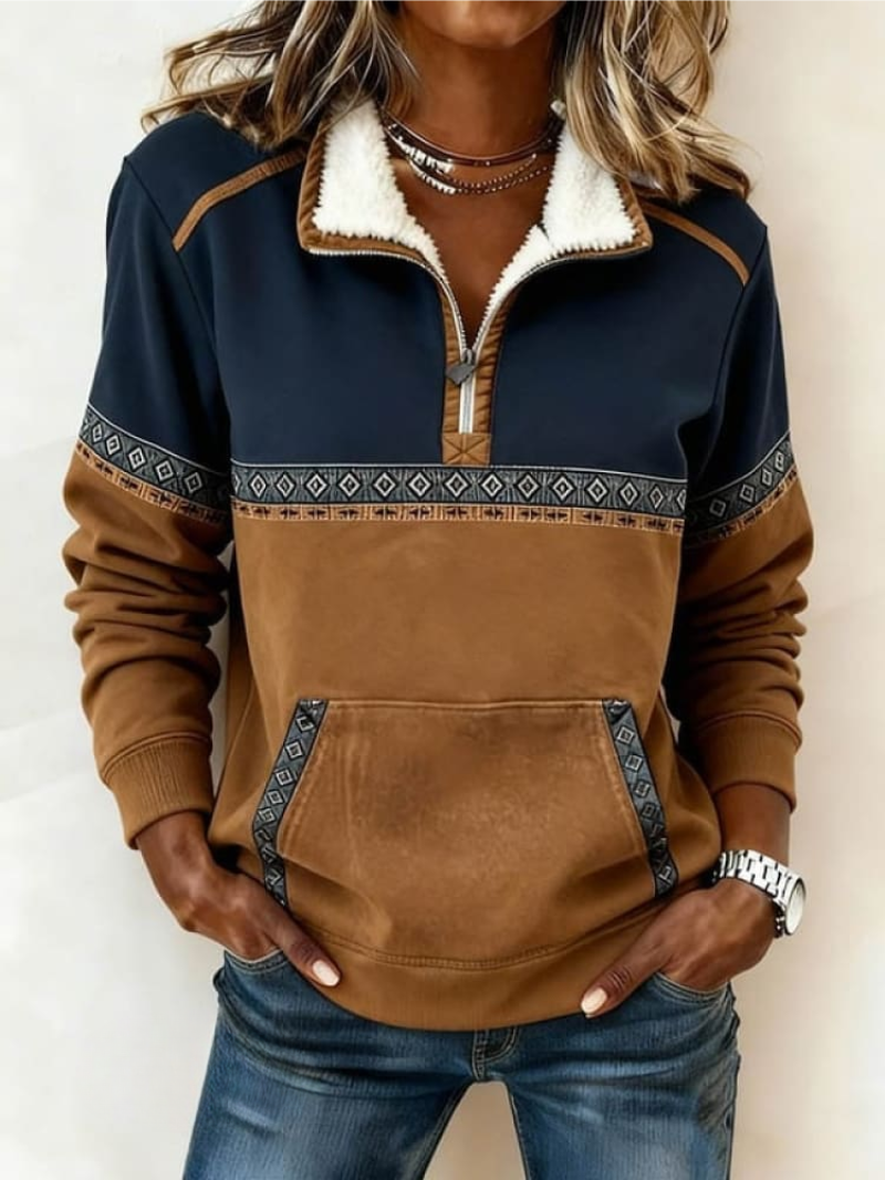Giselle | Women's Colour-Block Half-Zip Jumper