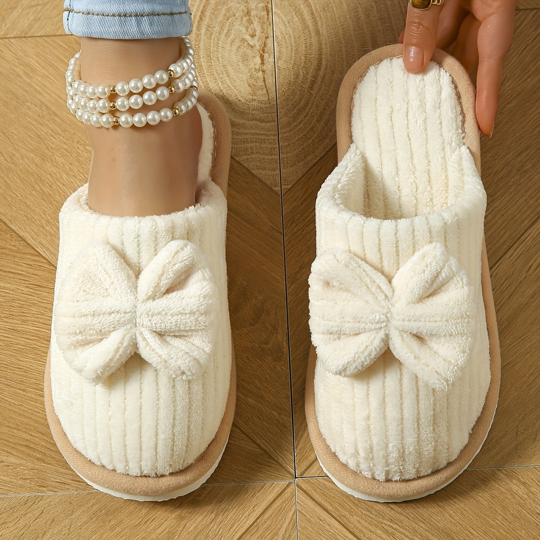 Elina | Bow-Detail Slip-On House Slippers