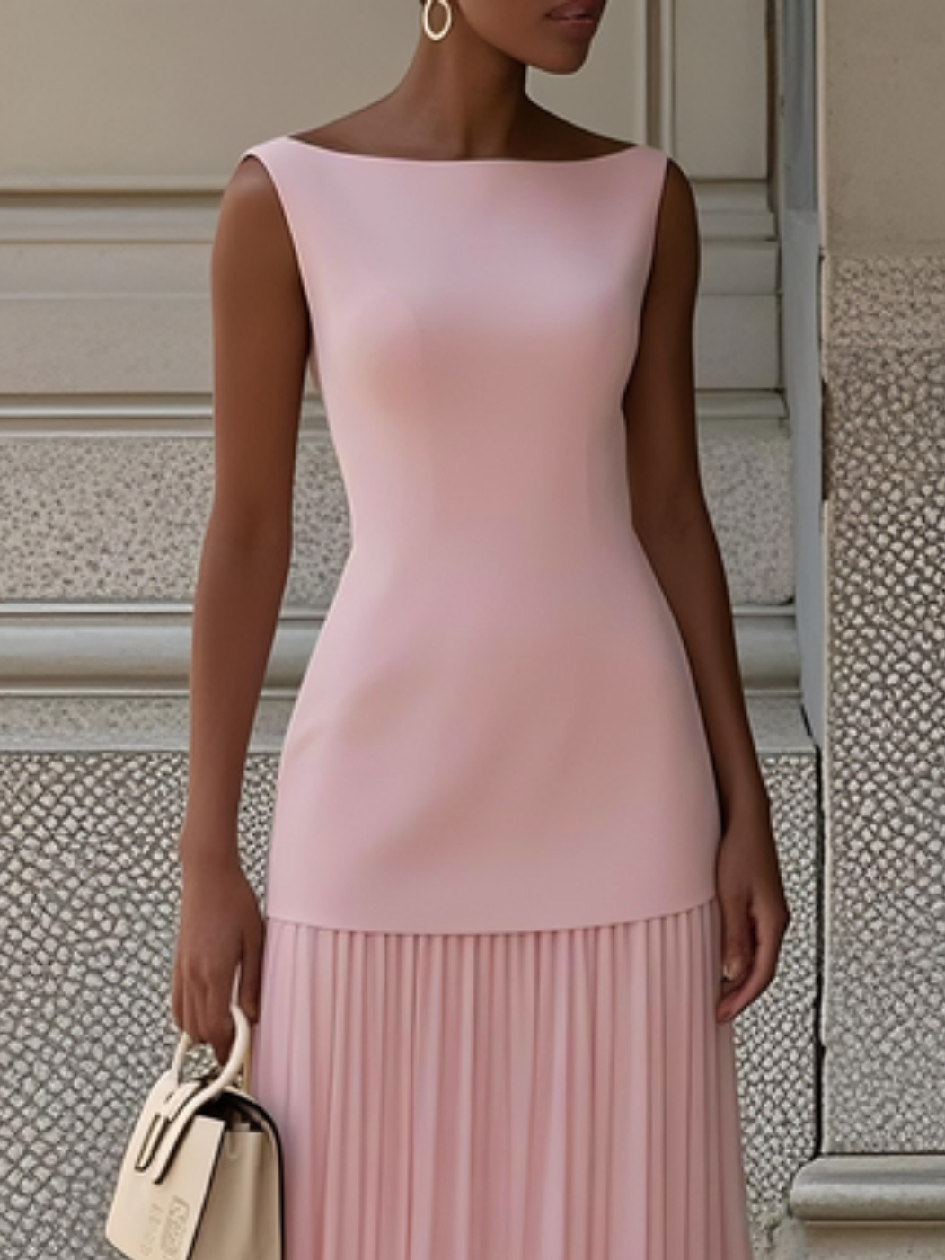 Micaela | Pleated Sleeveless Maxi Dress