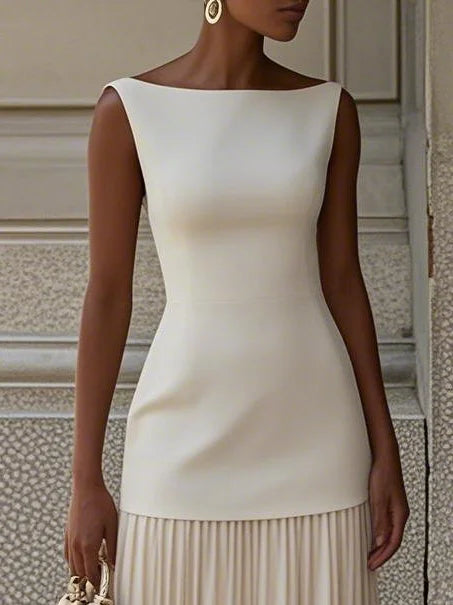 Micaela | Pleated Sleeveless Maxi Dress