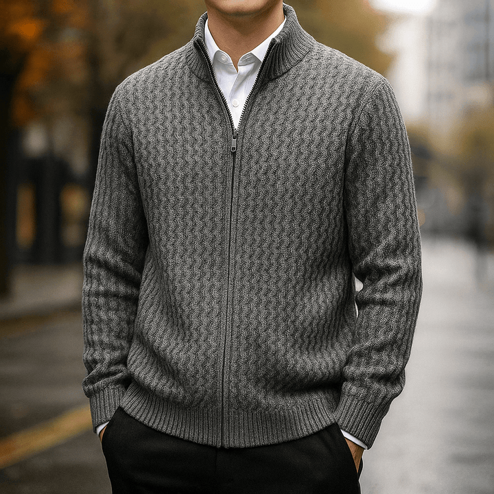Edward | Men’s Textured Quarter-Zip Knit Jumper