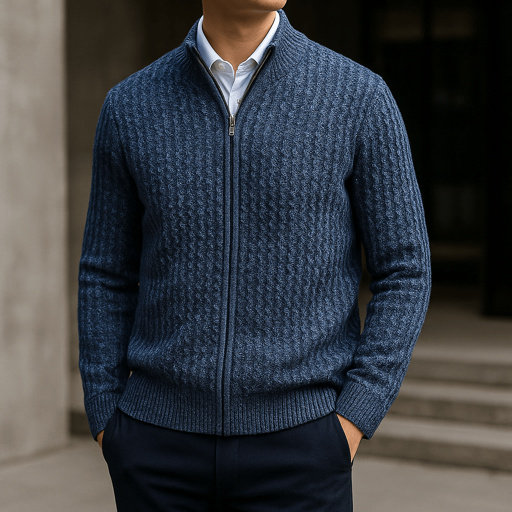 Edward | Men’s Textured Quarter-Zip Knit Jumper