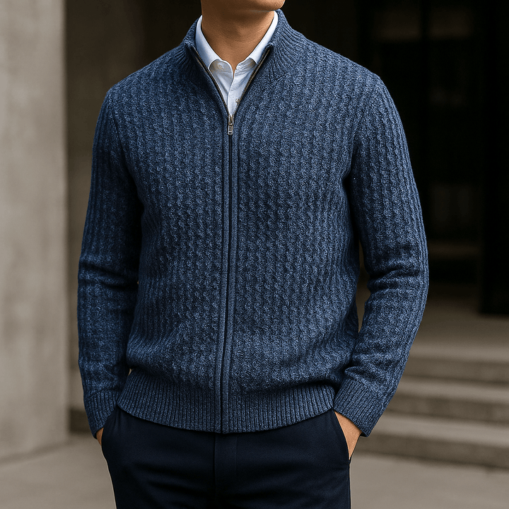 Edward | Men’s Textured Quarter-Zip Knit Jumper