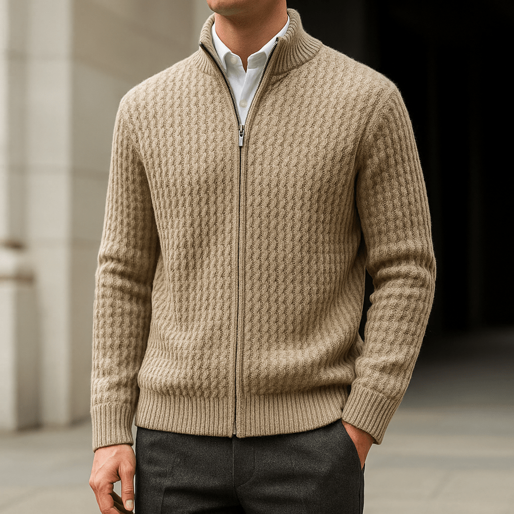 Edward | Men’s Textured Quarter-Zip Knit Jumper