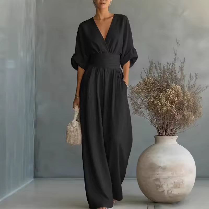 Victoria | Women’s Deep V-Neck Wide-Leg Jumpsuit