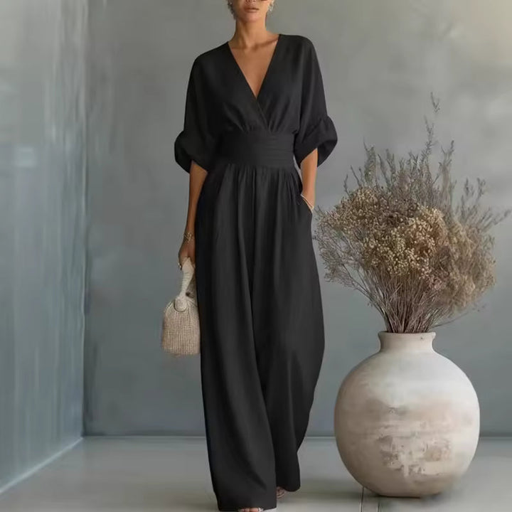 Victoria | Women’s Deep V-Neck Wide-Leg Jumpsuit