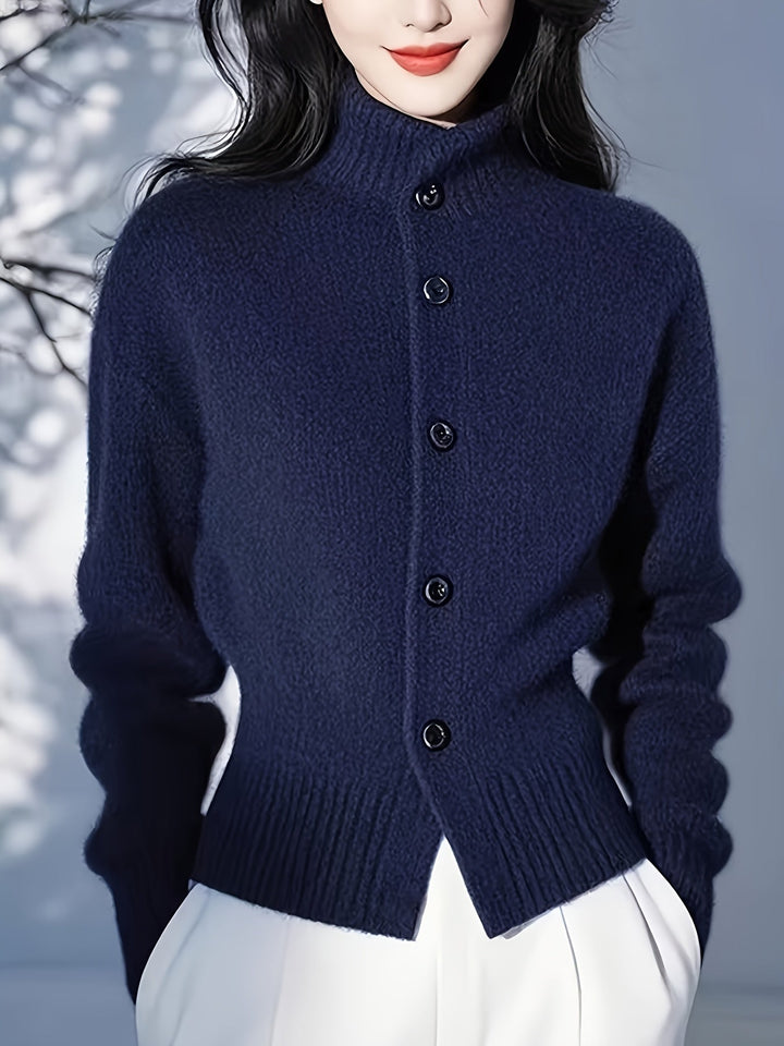 Harriet | Women’s High-Neck Button-Front Knit Cardigan