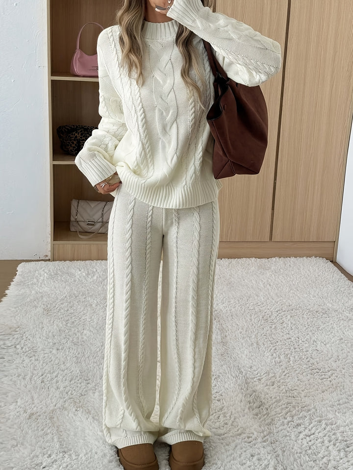 Celine | Cable Knit Two-Piece Trouser Set