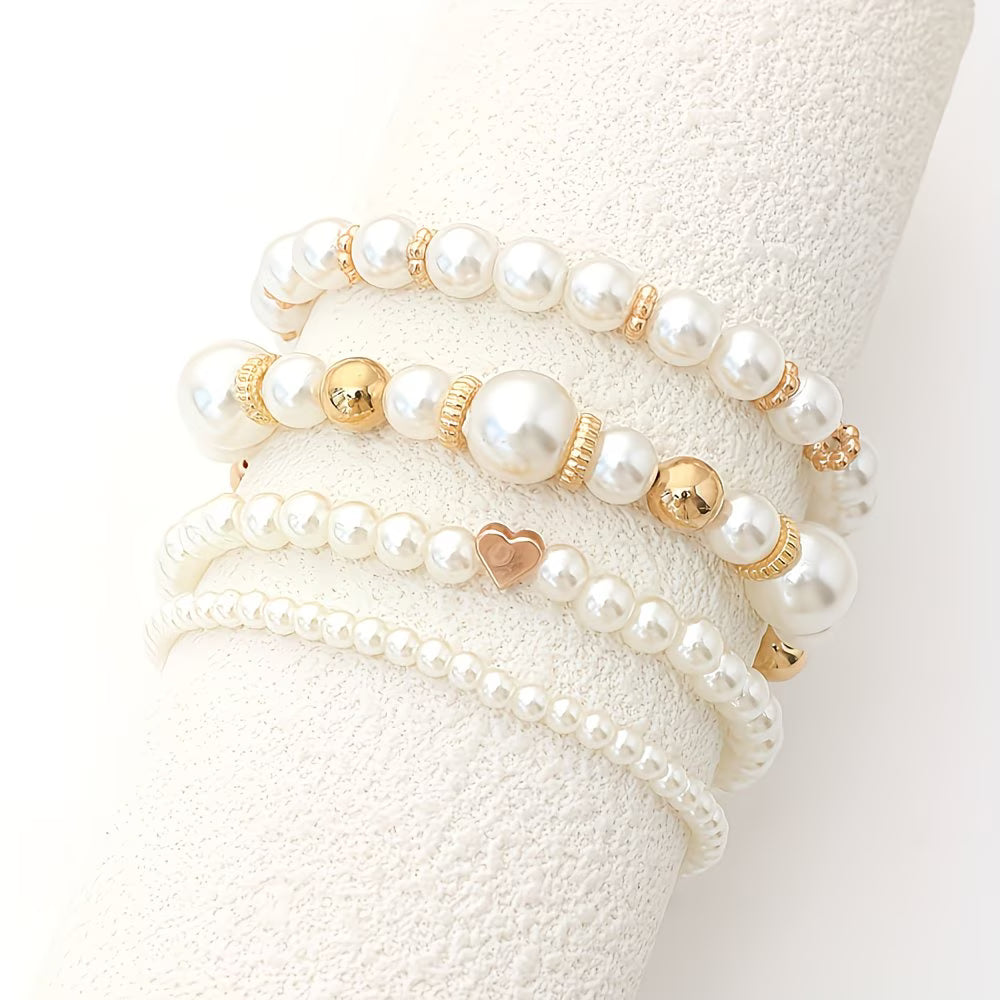 Celeste | Pearl Stacking Bracelet Set of 4
