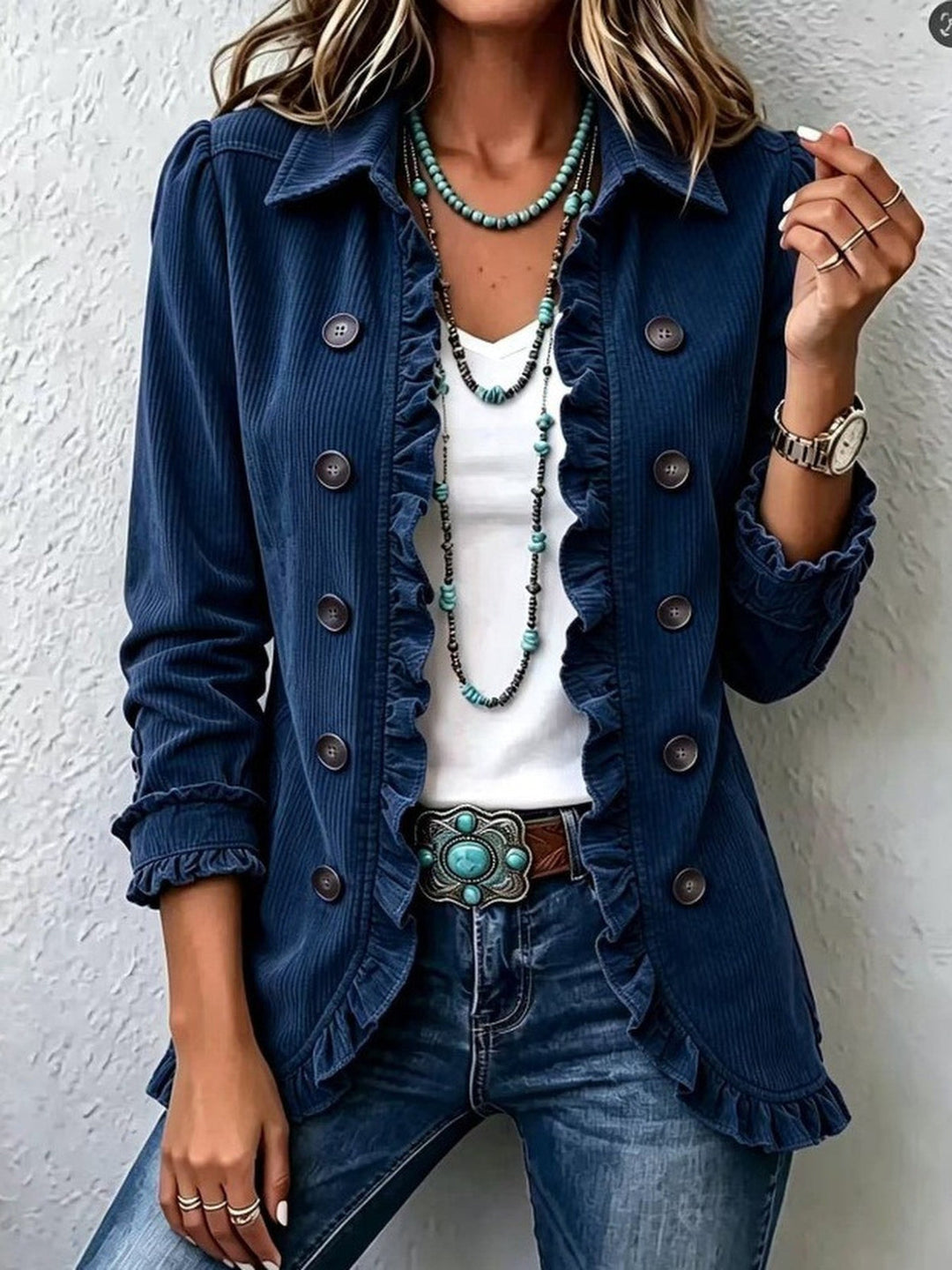 Damaris | Women's Ruffle-Trim Button-Front Knit Cardigan