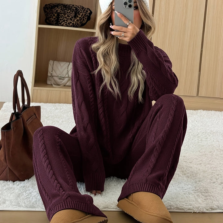 Celine | Cable Knit Two-Piece Trouser Set