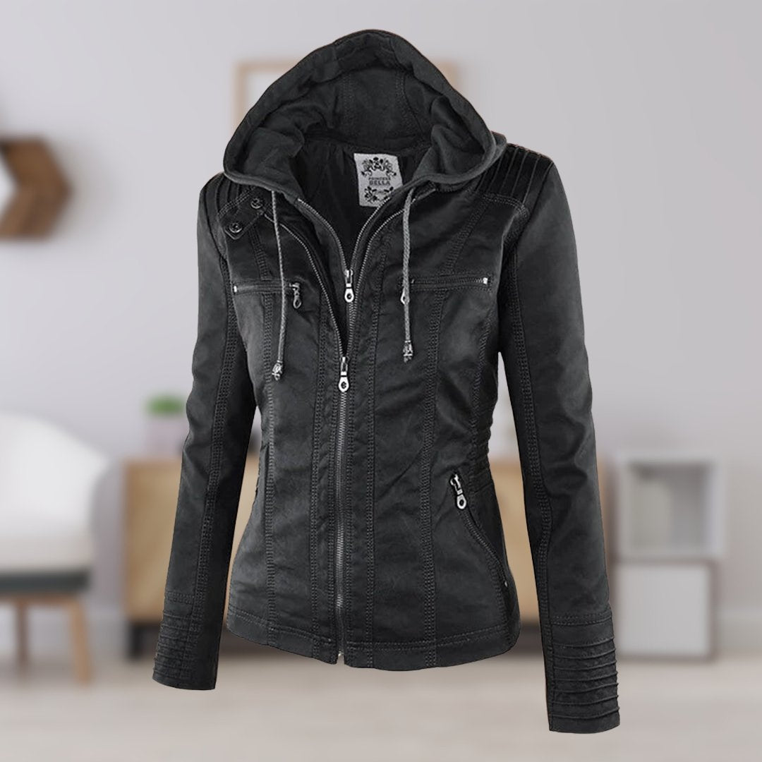 Tabitha | Women's Hooded Biker-Style Jacket