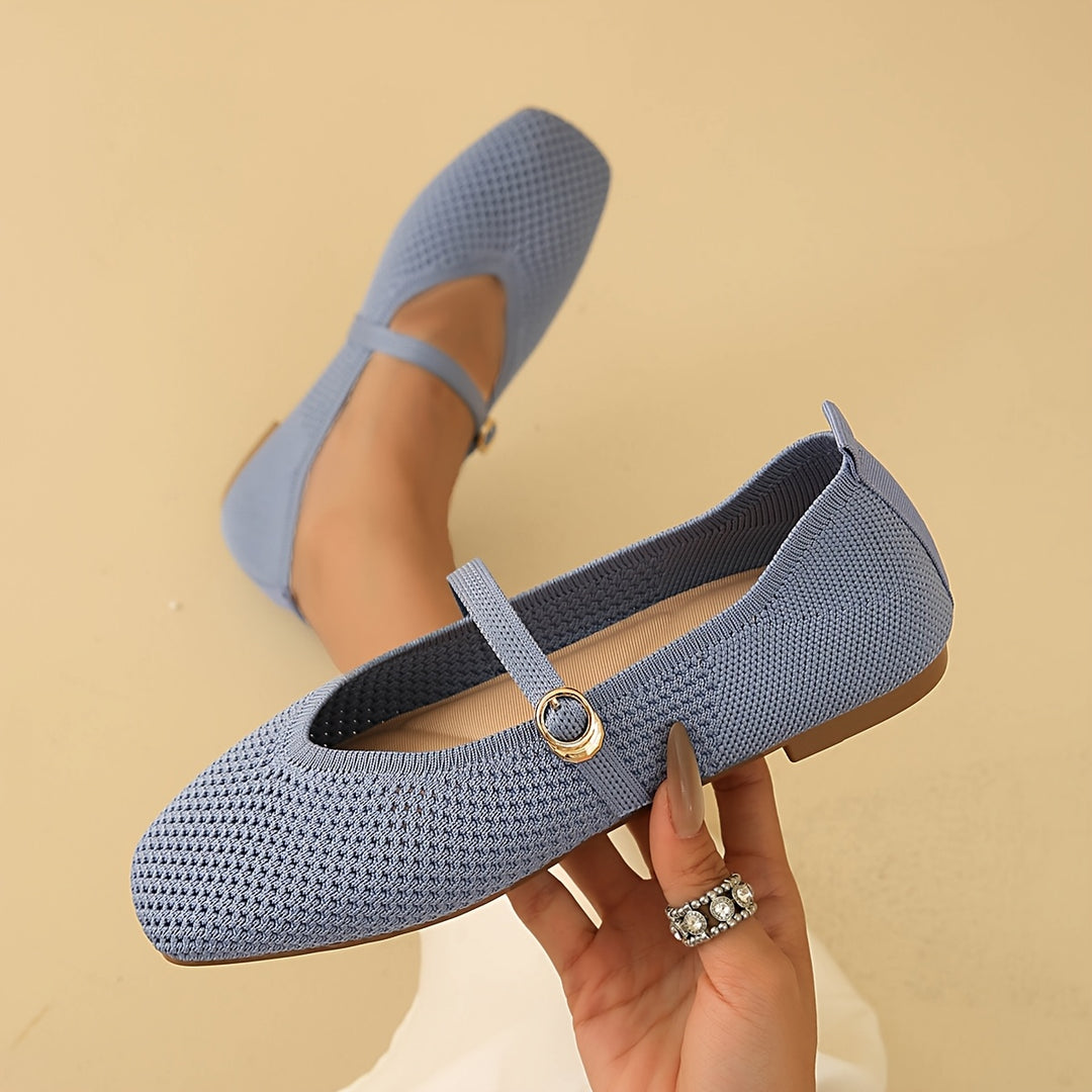Clara | Women's Strappy Square Toe Ballet Flats