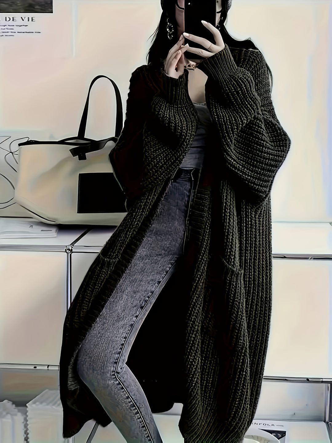 Camille | Women's Longline Open-Front Knit Cardigan