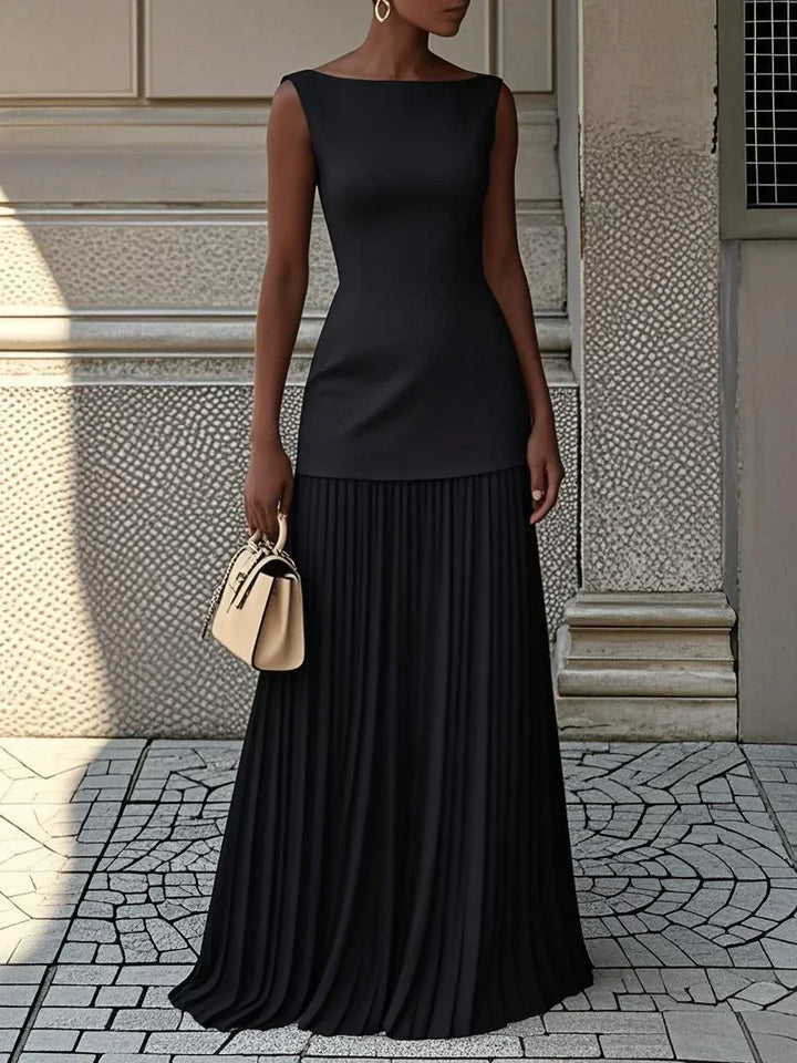 Micaela | Pleated Sleeveless Maxi Dress