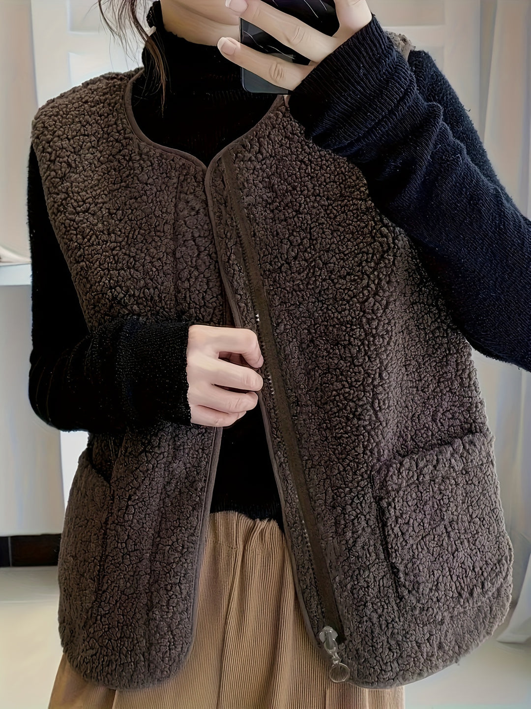 Elara | Women's Plush Zip-Up Vest