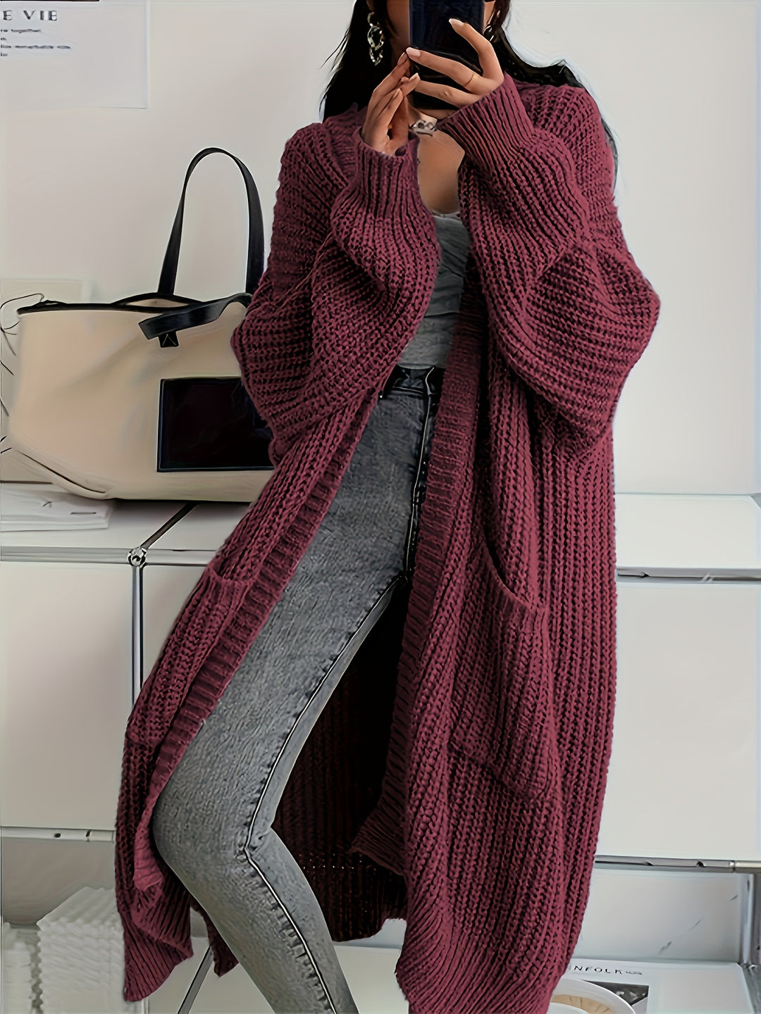 Camille | Women's Longline Open-Front Knit Cardigan