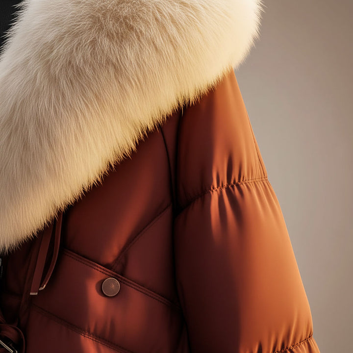 Beatrice | Women's Quilted Belted Coat with Statement Collar