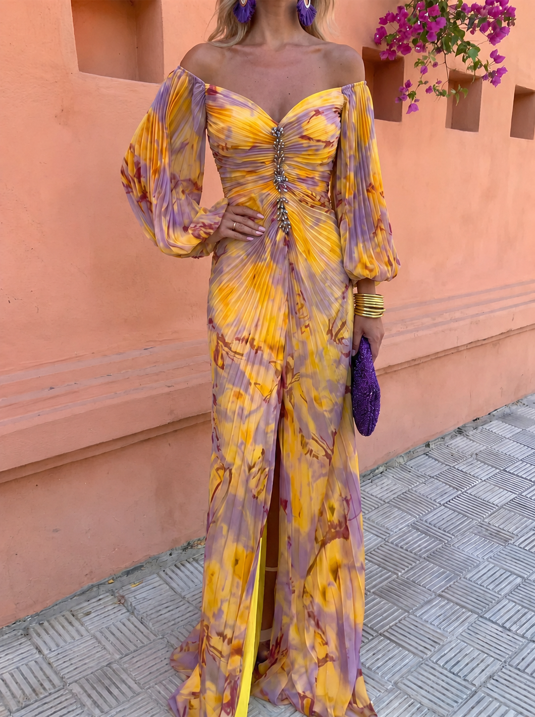 Claudia | Women’s Floral Maxi Dress with Deep V-Neck