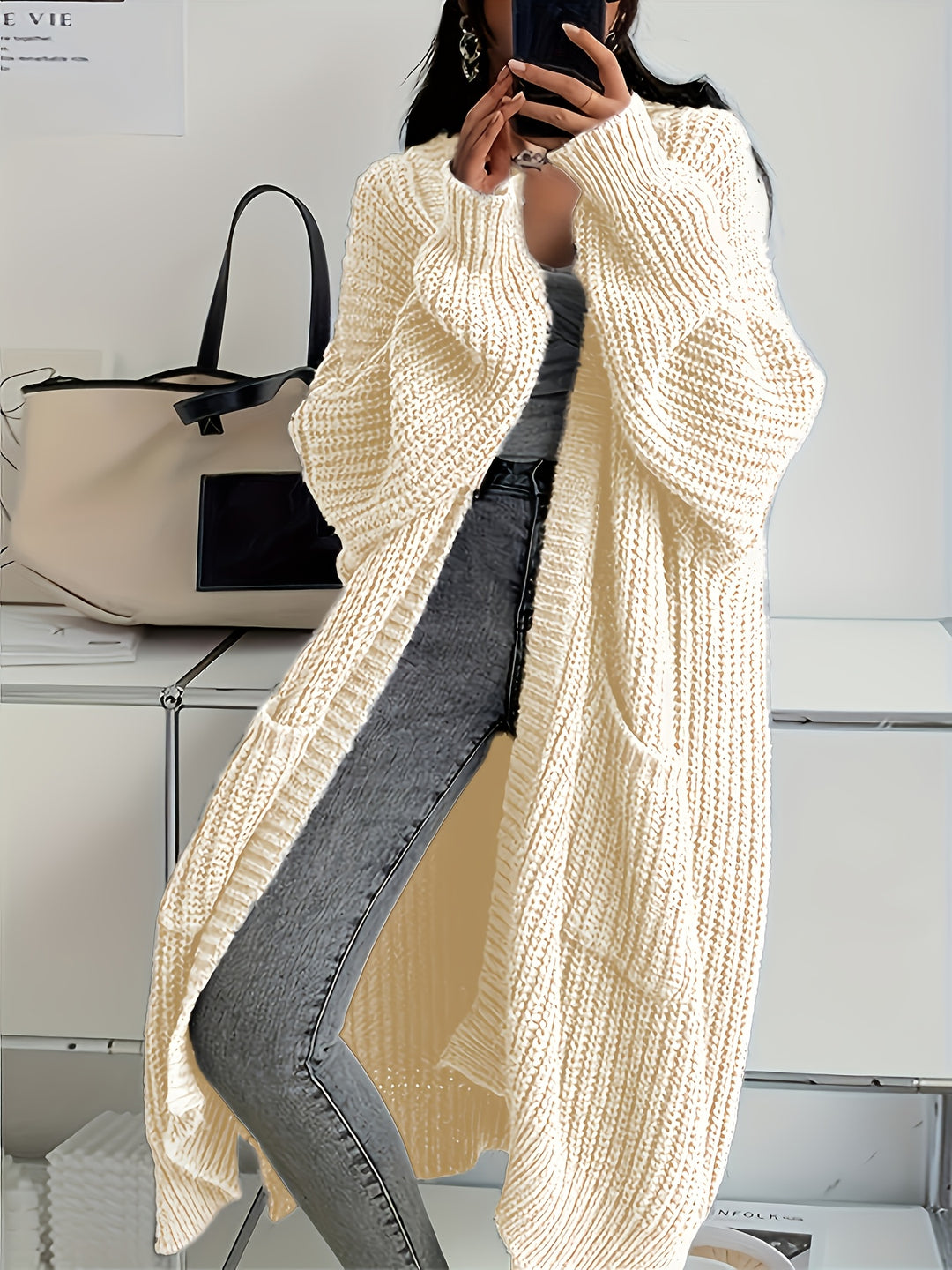 Camille | Women's Longline Open-Front Knit Cardigan