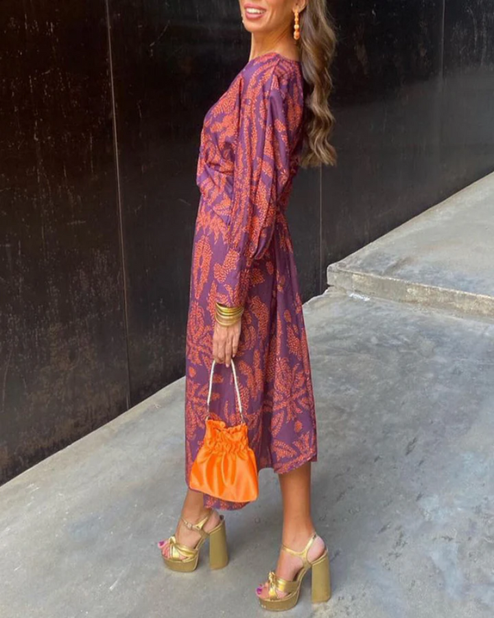 Julie | Women's Long-Sleeve Printed Maxi Dress