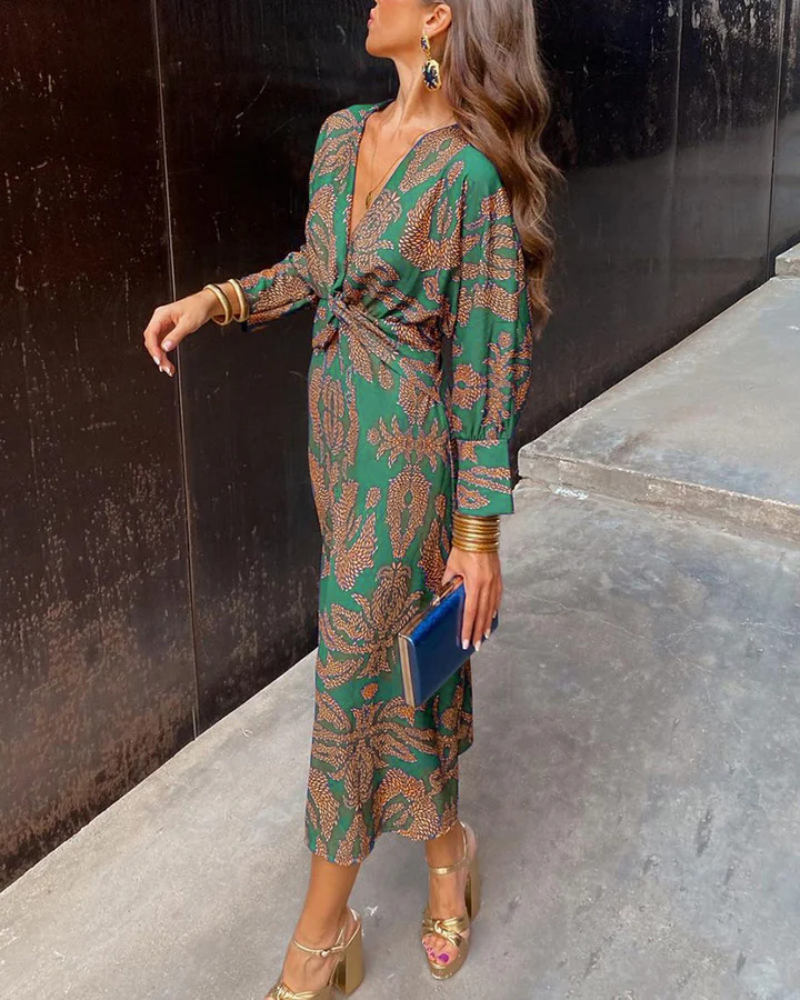 Julie | Women's Long-Sleeve Printed Maxi Dress
