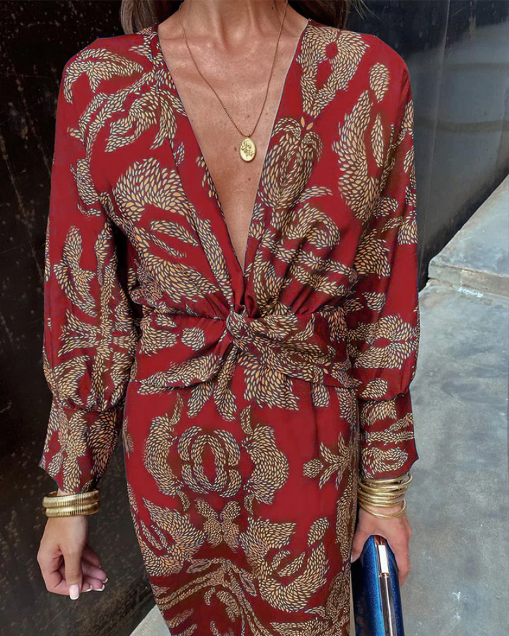 Julie | Women's Long-Sleeve Printed Maxi Dress