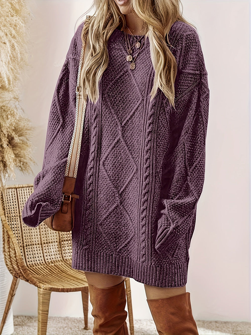 Clarissa | Women's Cable-Knit Sweater Dress