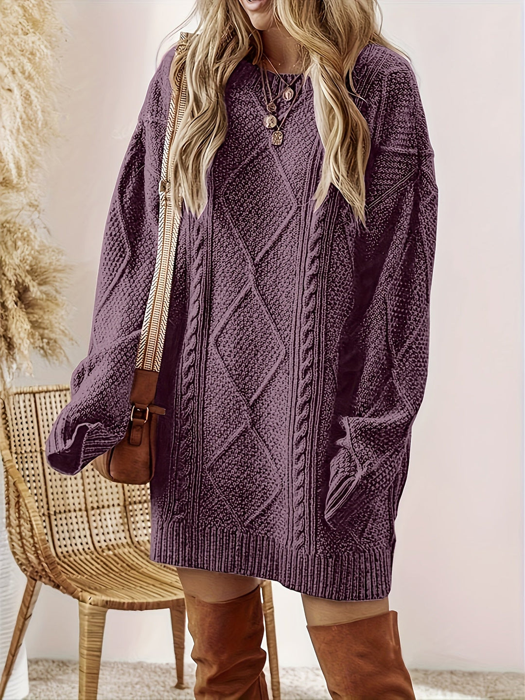 Clarissa | Women's Cable-Knit Sweater Dress