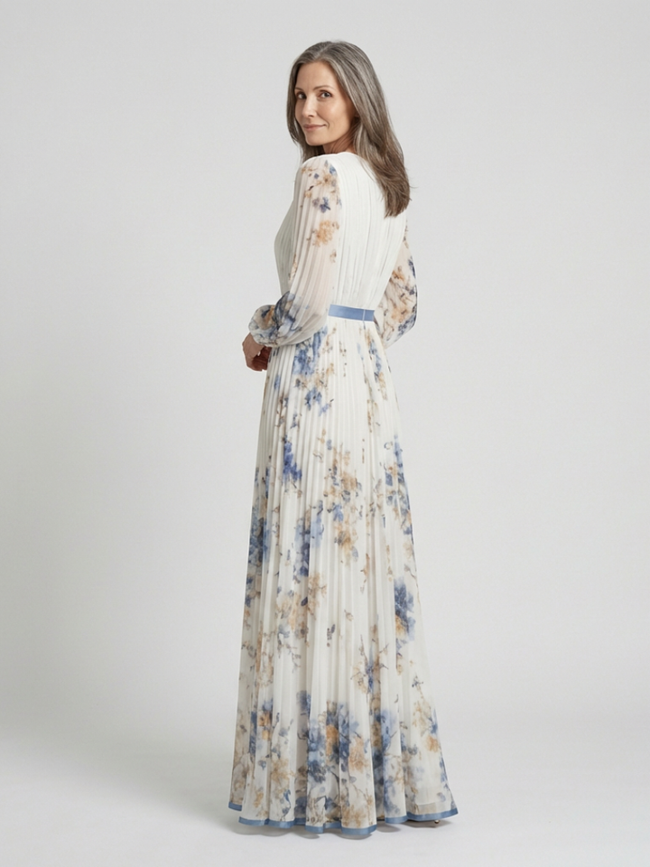 Elspeth | Long-Sleeve Floral V-Neck Maxi Dress