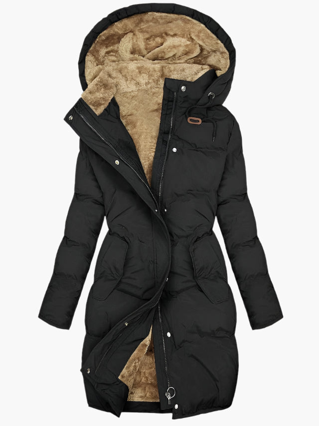 Evelyn | Women’s Long Quilted Hooded Winter Coat