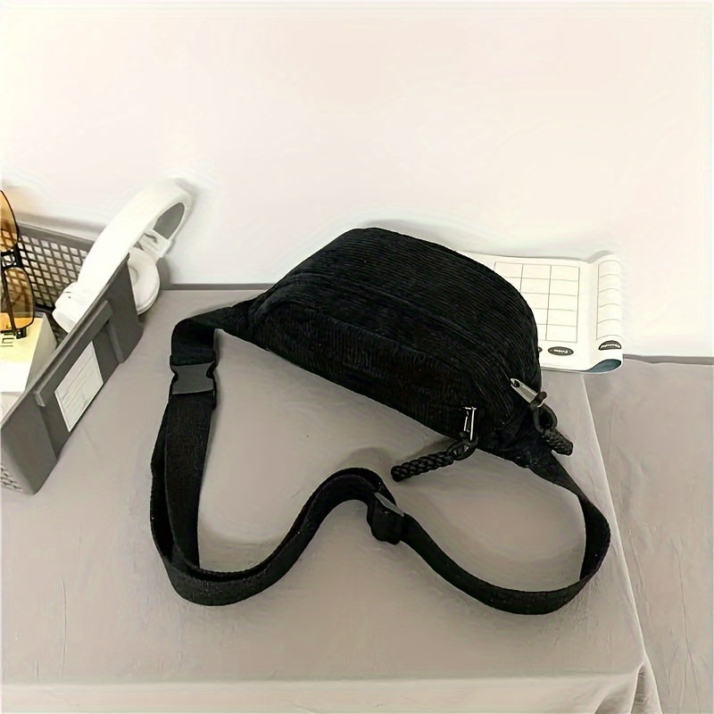 Petra | Corduroy Crescent Shoulder Bag with Adjustable Strap
