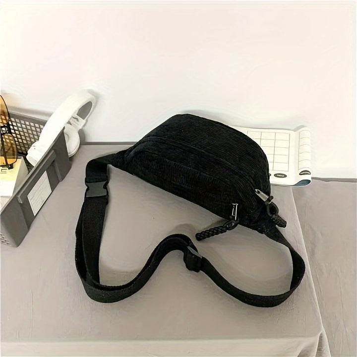 Petra | Corduroy Crescent Shoulder Bag with Adjustable Strap