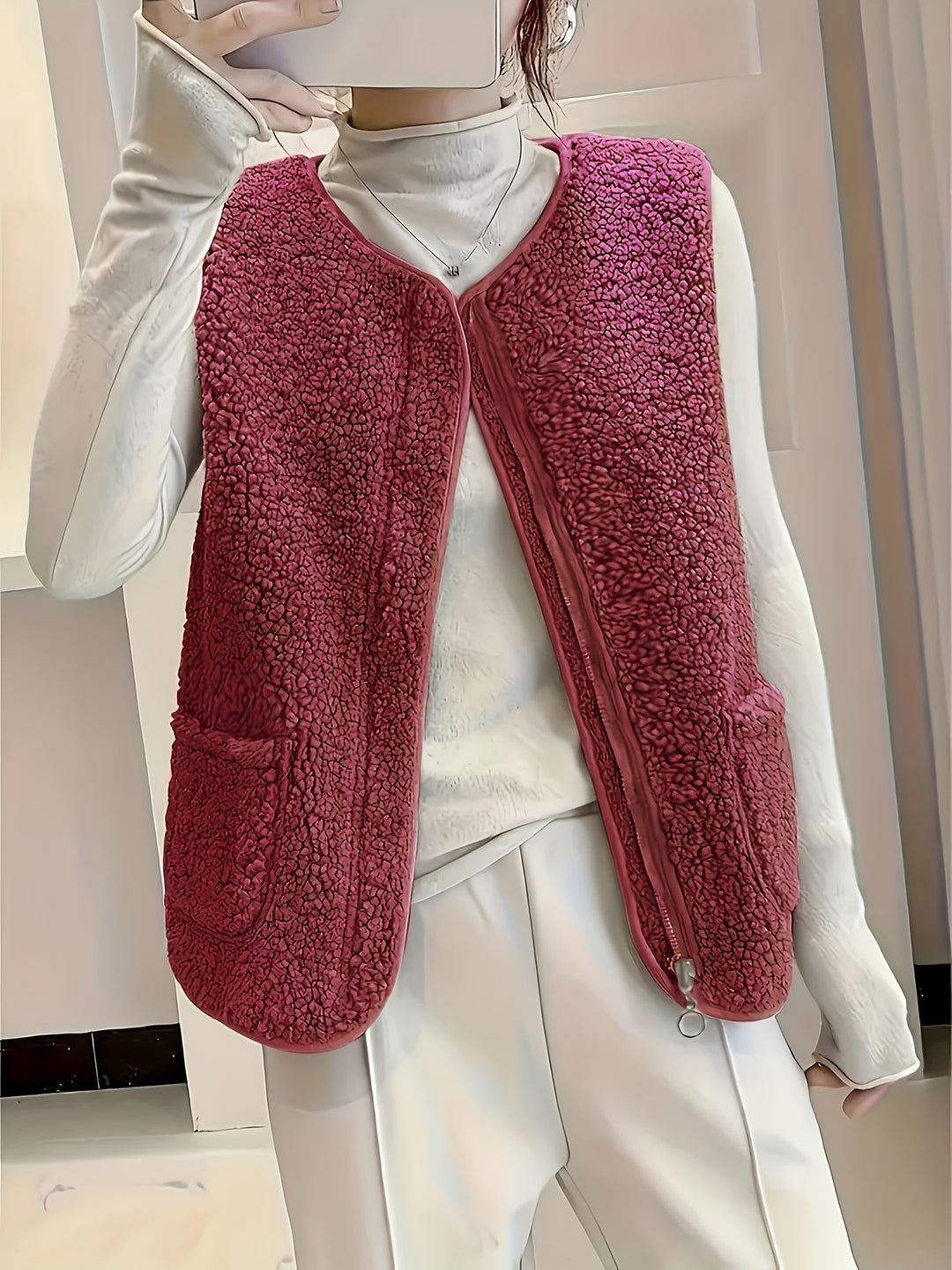 Elara | Women's Plush Zip-Up Vest