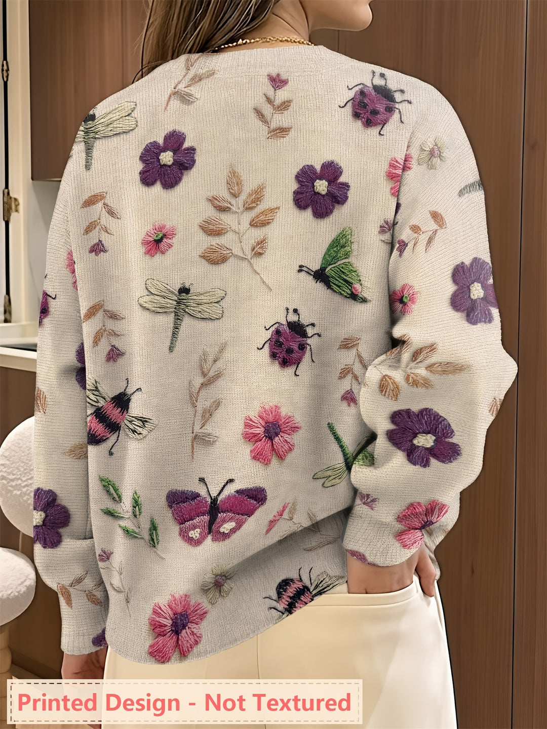Poppy | Women's Floral & Insect Print Crew Neck Jumper