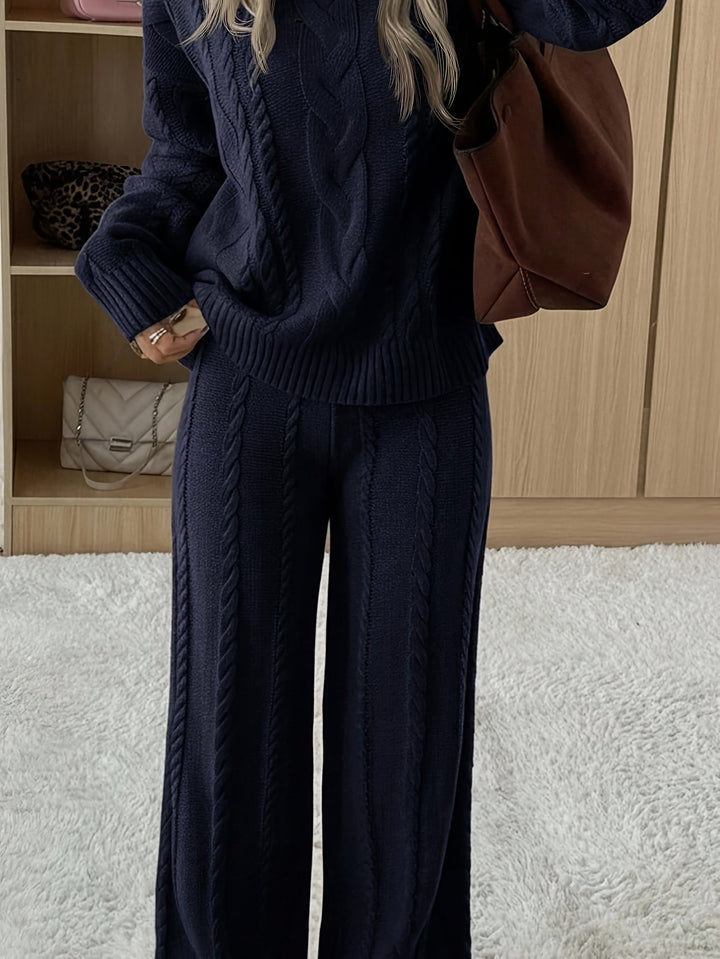 Celine | Cable Knit Two-Piece Trouser Set