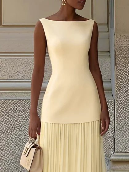 Micaela | Pleated Sleeveless Maxi Dress