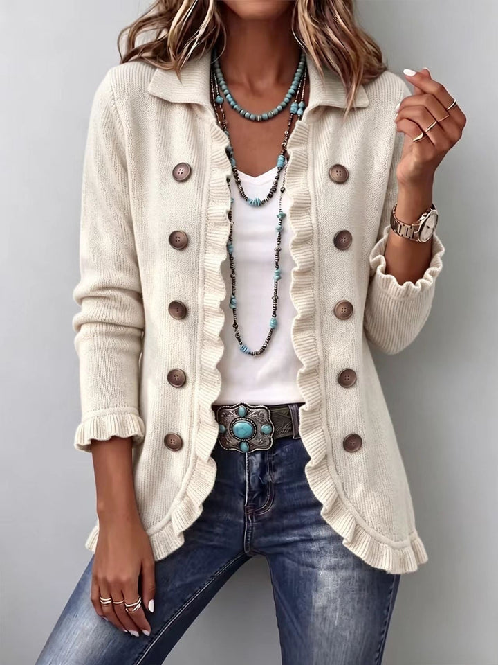 Damaris | Women's Ruffle-Trim Button-Front Knit Cardigan