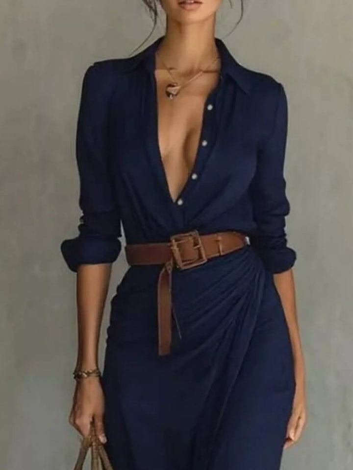 Eleanor | Women’s Belted Long-Sleeve Maxi Dress
