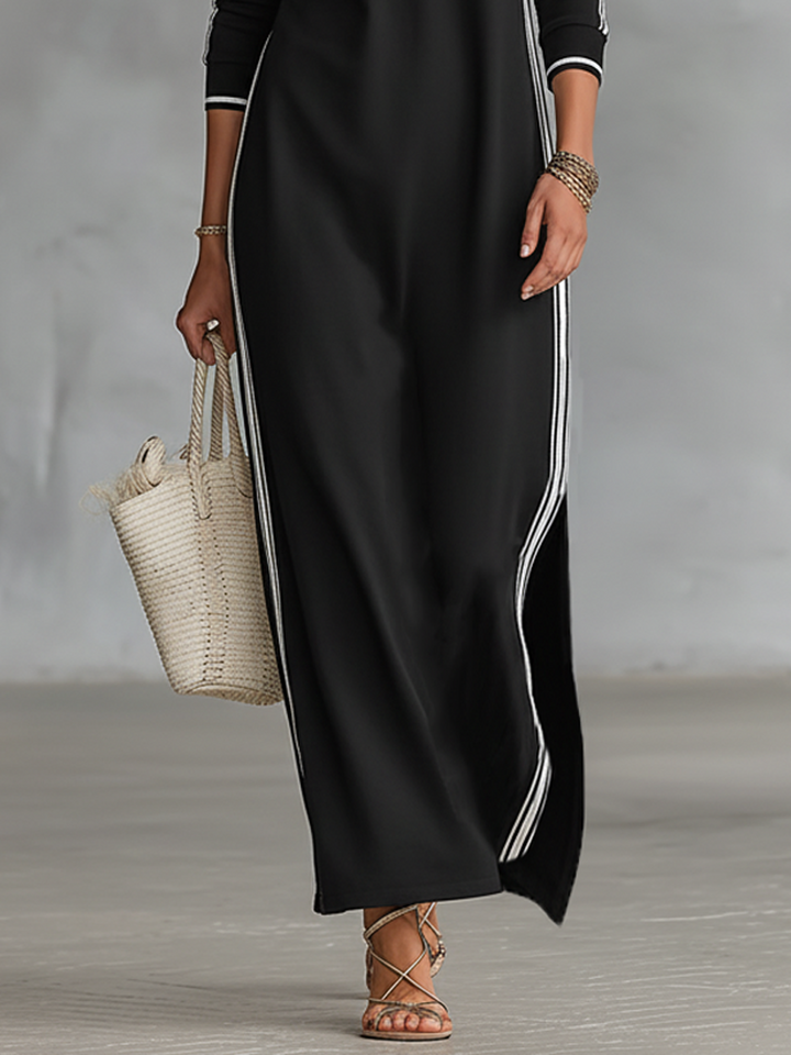 Elodie | Women’s Contrast-Trim Collared Maxi Dress