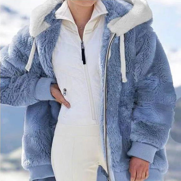 Marlowe | Women's Colour-Block Hooded Faux Fur Jacket