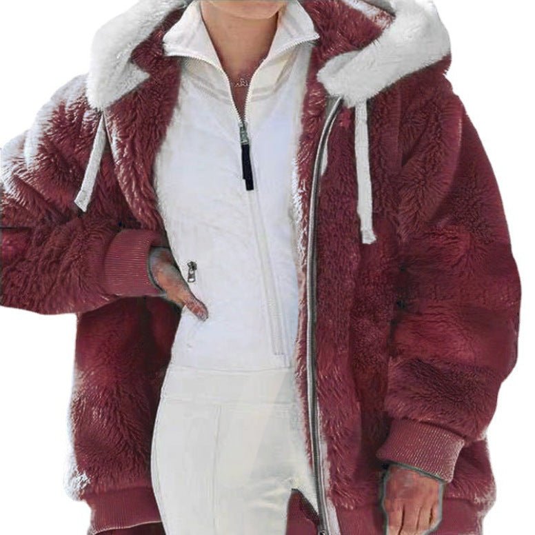 Marlowe | Women's Colour-Block Hooded Faux Fur Jacket
