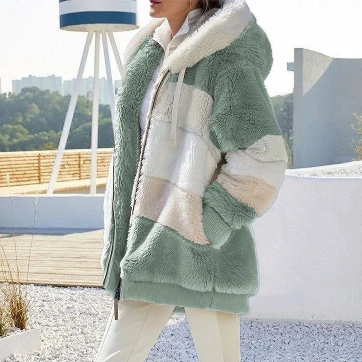 Marlowe | Women's Colour-Block Hooded Faux Fur Jacket