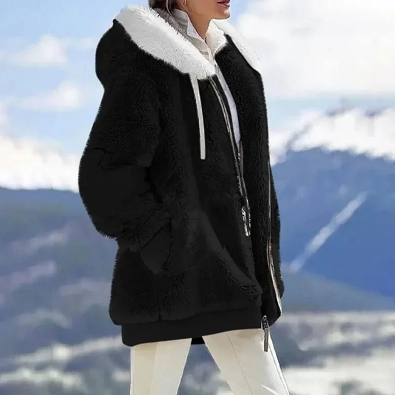 Marlowe | Women's Colour-Block Hooded Faux Fur Jacket
