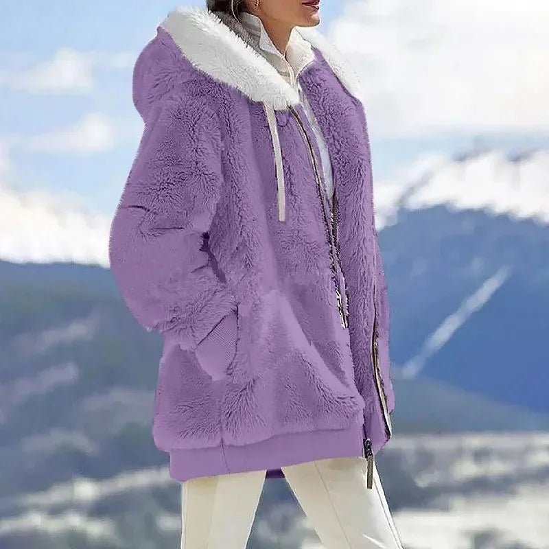 Marlowe | Women's Colour-Block Hooded Faux Fur Jacket