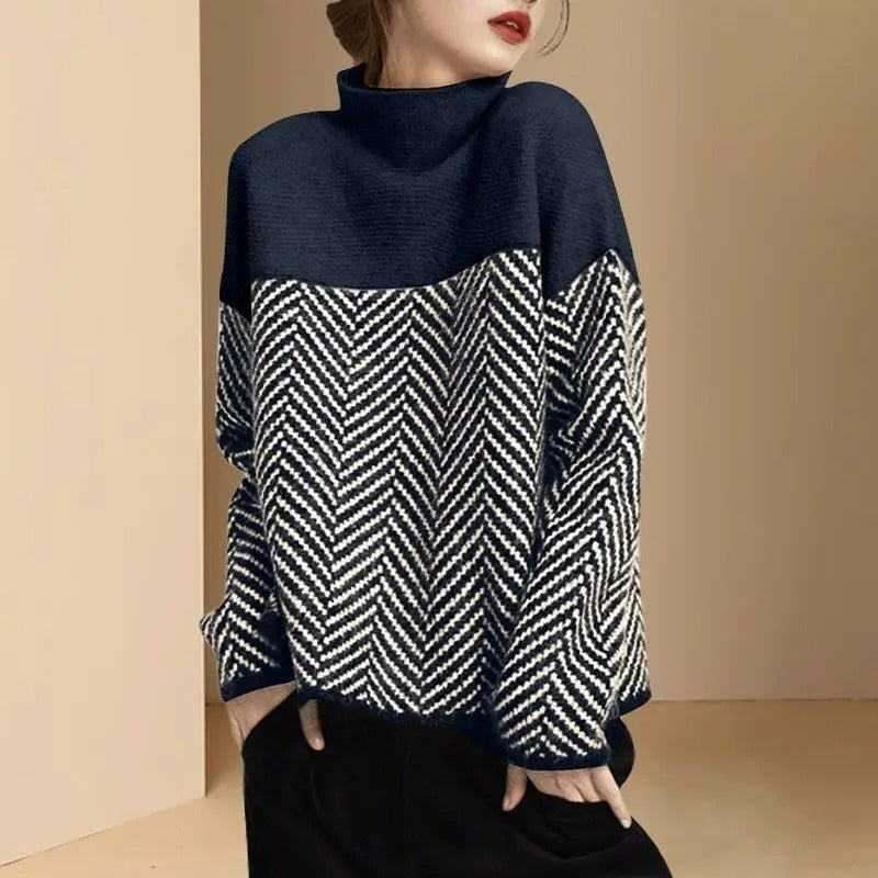 Elara | High-Neck Patterned Jumper