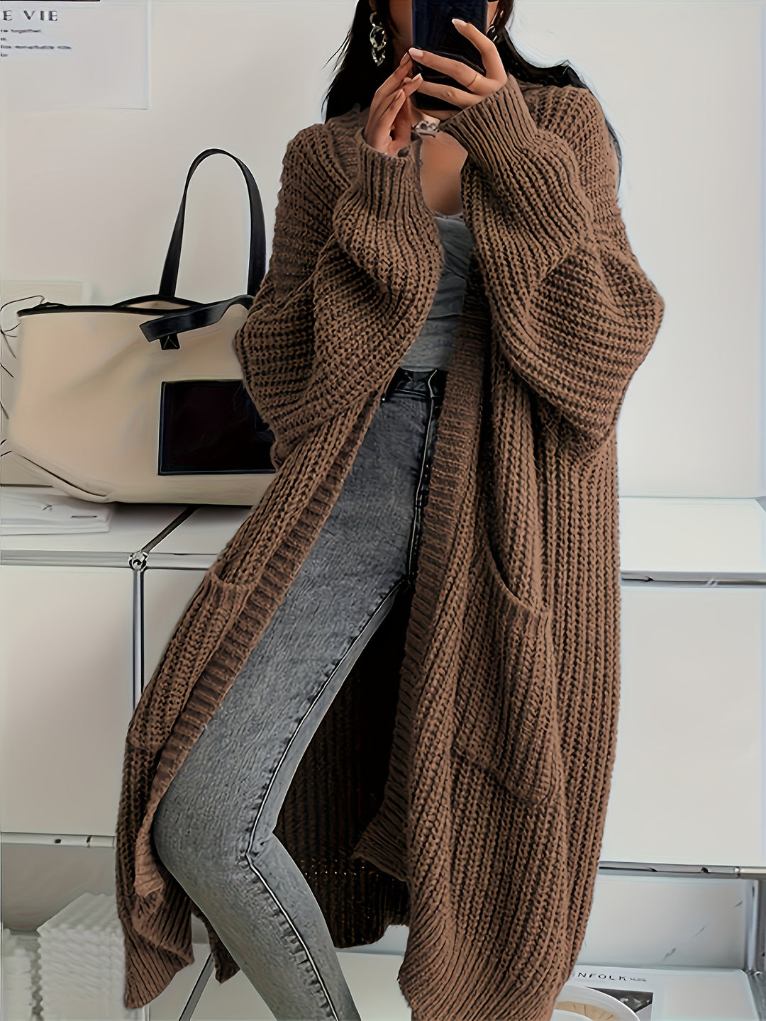 Camille | Women's Longline Open-Front Knit Cardigan