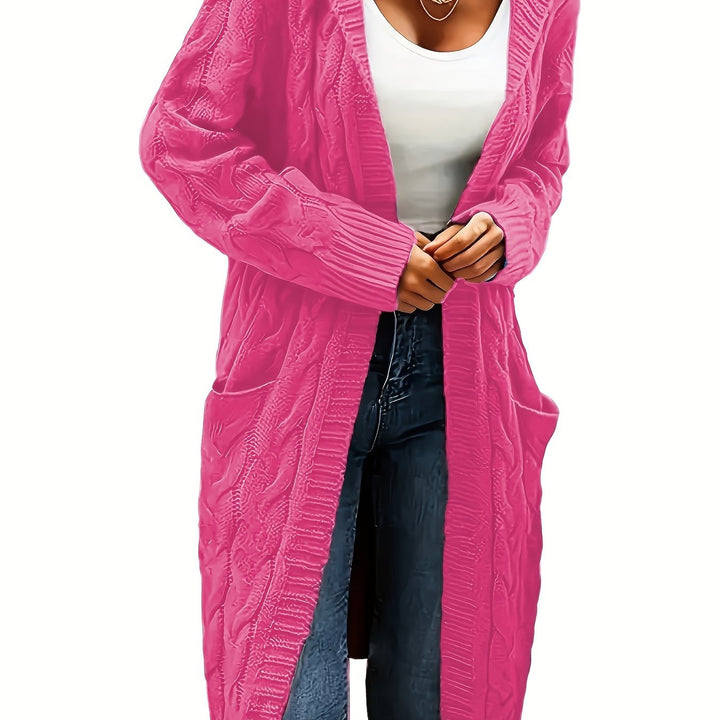 Elowen | Women’s Longline Hooded Cable-Knit Cardigan
