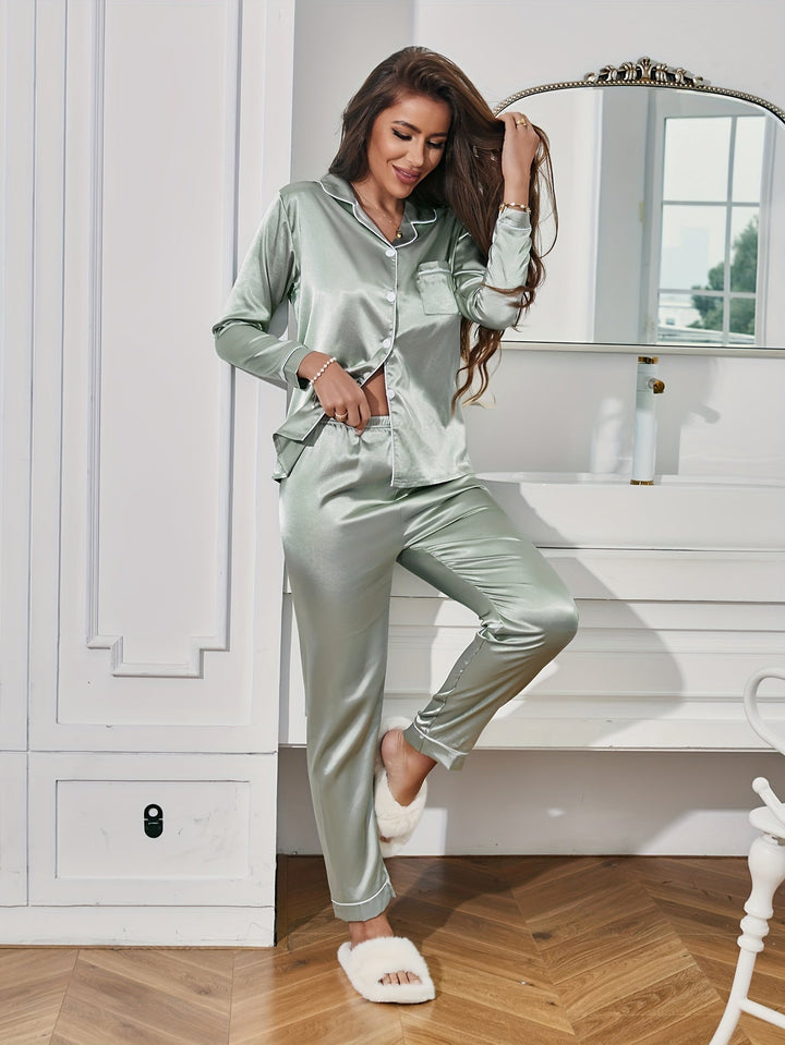 Celeste | Women's Satin-Look Two-Piece Pyjama Set